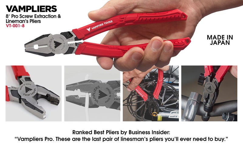 VAMPLIERS 2-PC Screw Extractor Pliers Set. Made in Japan: 7.5â€ Long Nose + 8" Heavy Duty Linesman Pliers. High Carbon Steel. For Removing Stripped/Rusted/Damaged/Security Screws. - Image 3